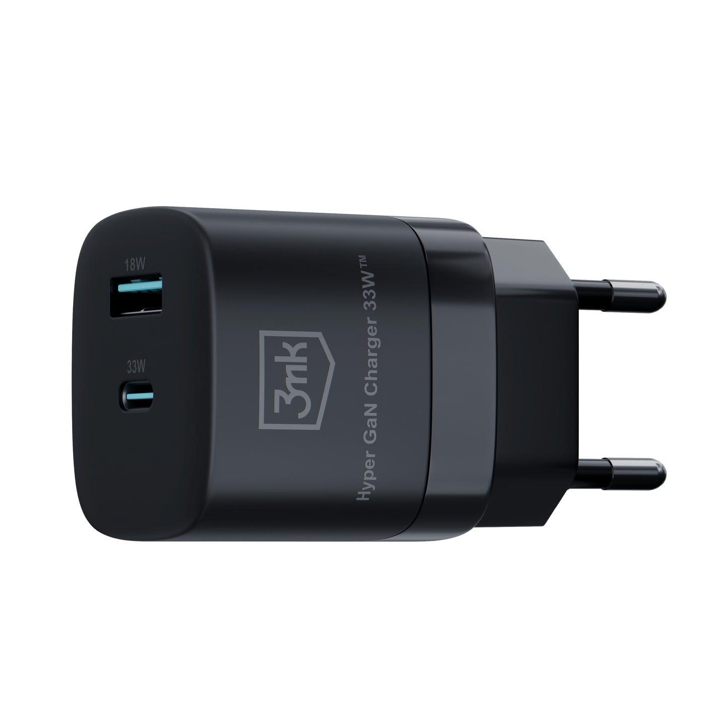 Caricatore di rete 3MK HyperCharger GaN, 33W, 3A, 1 x USB-A - 1 x USB-C, nero 