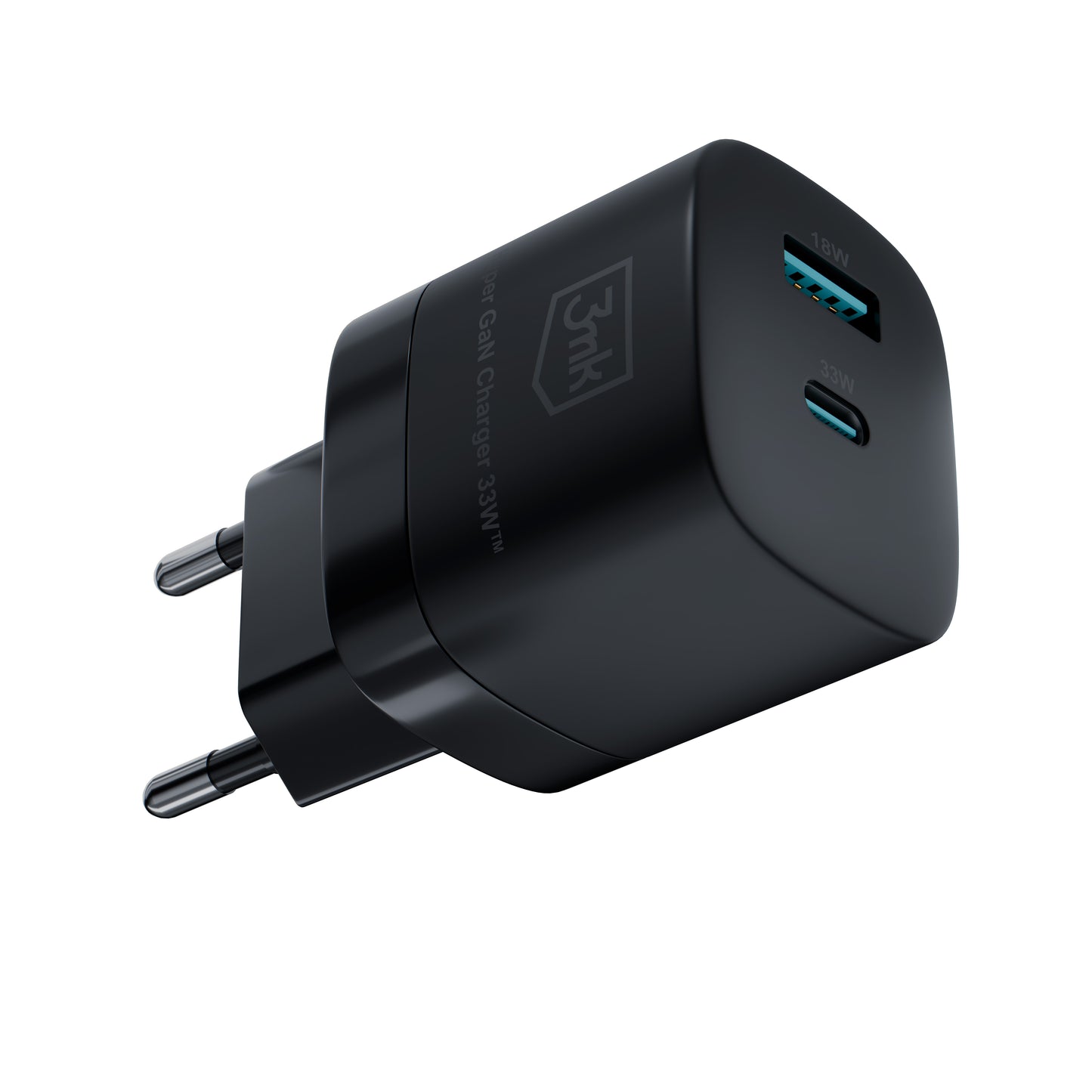 Caricatore di rete 3MK HyperCharger GaN, 33W, 3A, 1 x USB-A - 1 x USB-C, nero 