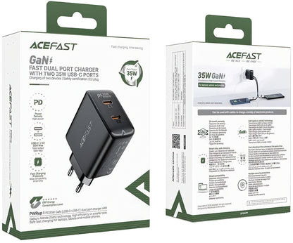 Caricabatterie di rete Acefast A49, 35W, 3A, 2 x USB-C, nero 