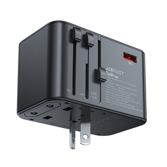 Caricabatterie da Rete Acefast Travel Z1, 75W, 3.35A, 2 x USB-A - 3 x USB-C, Nero