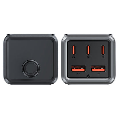 Caricabatterie di rete Acefast Z2 GaN, 75W, 5A, 2 x USB-A - 3 x USB-C - 1 x Schuko, Grigio