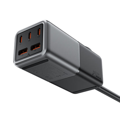 Caricabatterie di rete Acefast Z2 GaN, 75W, 5A, 2 x USB-A - 3 x USB-C - 1 x Schuko, Grigio