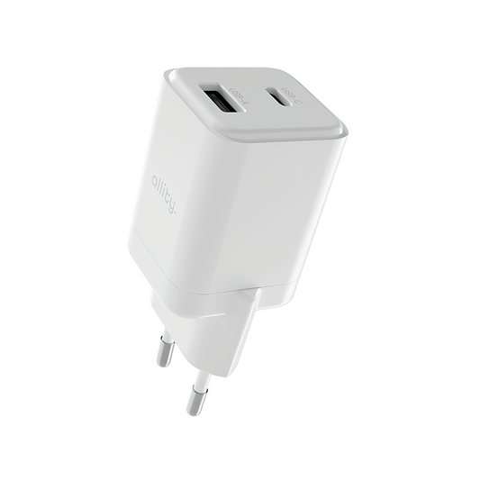 Caricabatterie Rete Allity. ATC-01-30WAC Mini, 30W, 3A, 1 x USB-A - 1 x USB-C, Bianco