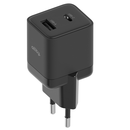 Caricabatterie Rete Allity. ATC-01-30WAC Mini, 30W, 3A, 1 x USB-A - 1 x USB-C, Nero