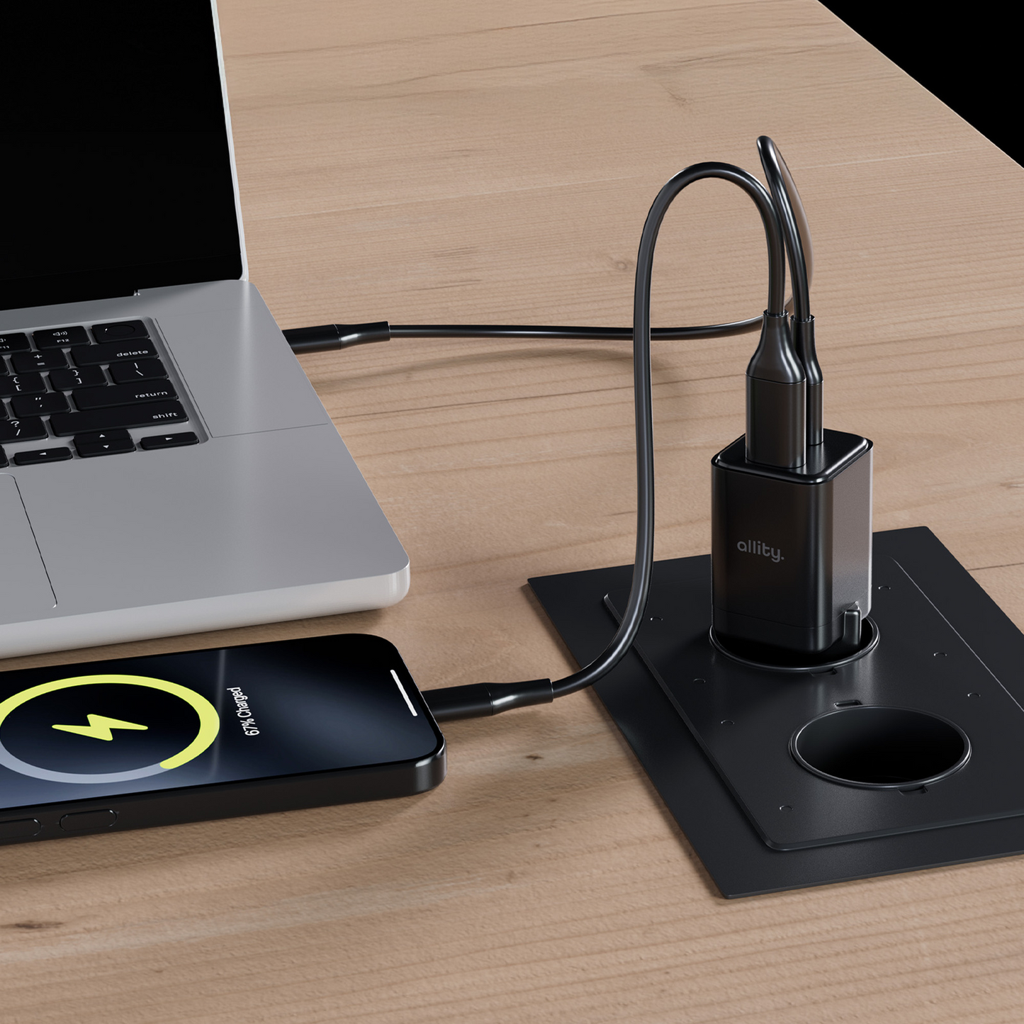 Caricabatterie Rete Allity. ATC-01-30WAC Mini, 30W, 3A, 1 x USB-A - 1 x USB-C, Nero