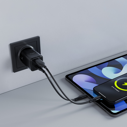 Caricabatterie Rete Allity. ATC-01-30WAC Mini, 30W, 3A, 1 x USB-A - 1 x USB-C, Nero