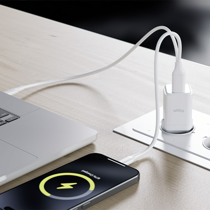 Caricabatterie Rete Allity. ATC-01-30WAC Mini, 30W, 3A, 1 x USB-A - 1 x USB-C, Bianco