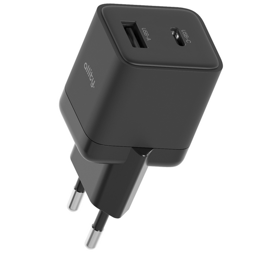 Caricabatterie Rete Allity. ATC-01-30WAC Mini, 30W, 3A, 1 x USB-A - 1 x USB-C, Nero