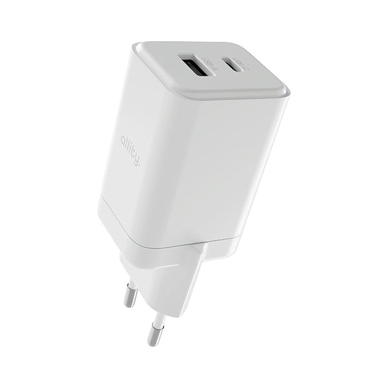 Caricabatterie Rete Allity. ATC-01-45WCC Fast, 45W, 3A, 1 x USB-A - 1 x USB-C, Bianco