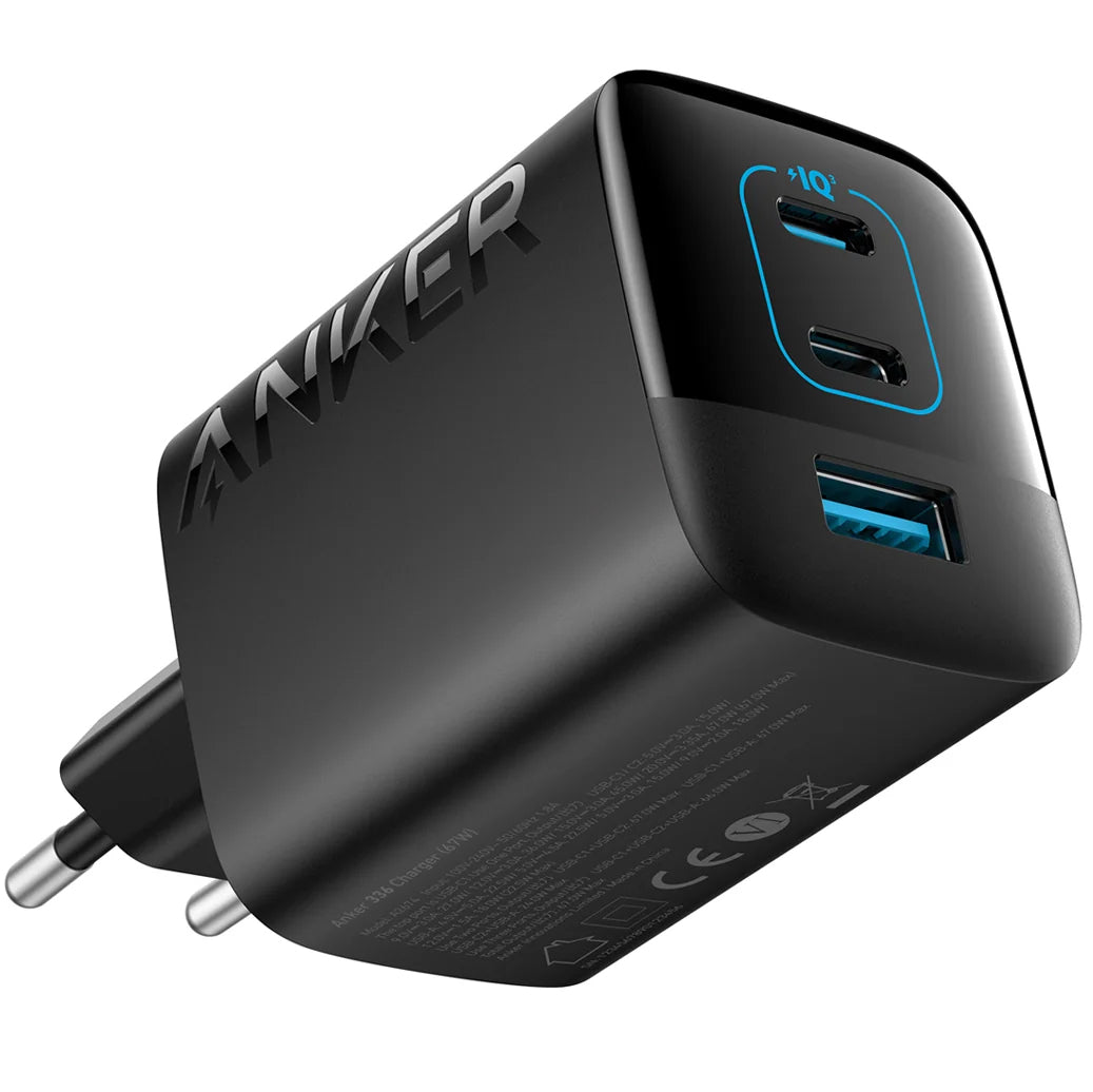 Caricabatterie di rete Anker 336, 67W, 3,25A, 1 x USB-A - 2 x USB-C, nero A2674G11 A2674G11 