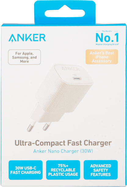 Caricabatterie di rete Anker 511 Nano 4, 30W, 3A, 1 x USB-C, bianco A2337G21 