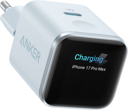 Caricatore da rete Anker Nano Display, 45W, 3A, 1 x USB-C, Blu A121DG31