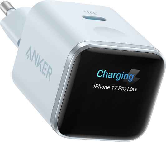 Caricatore da rete Anker Nano Display, 45W, 3A, 1 x USB-C, Blu A121DG31