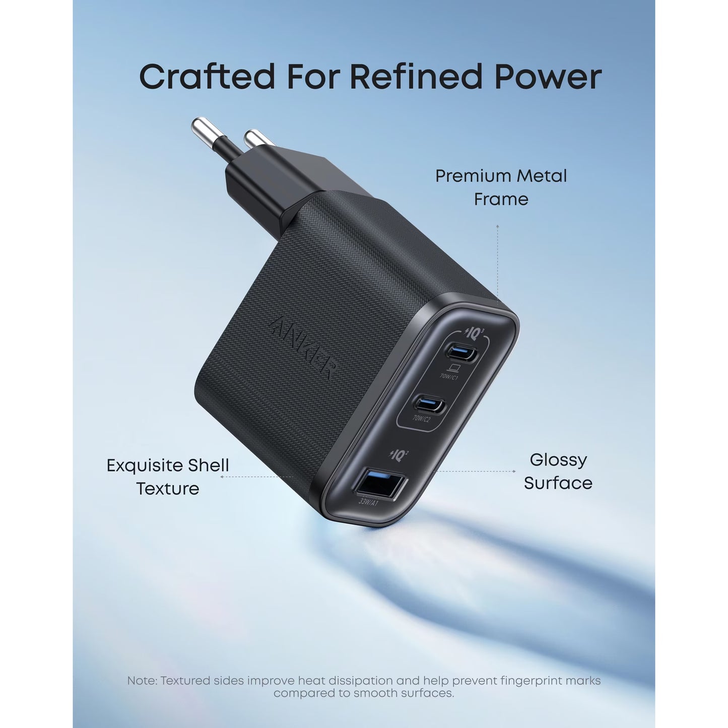 Caricabatterie Rete Anker Nano, 70W, 3.5A, 1 x USB-A - 2 x USB-C, Nero A121AL11