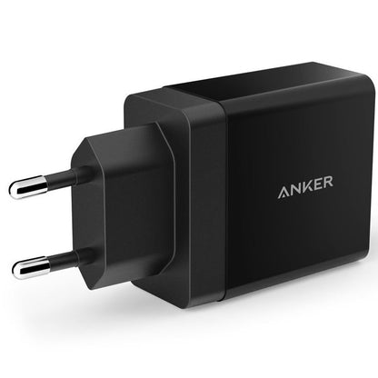 Caricabatterie di rete Anker PowerPort, 24W, 2,4A, 2 x USB-A, nero A2021L11 