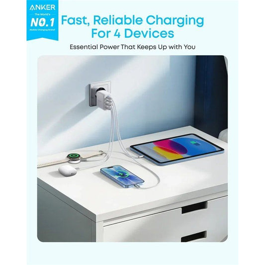 Caricatore da rete Anker Zolo, 50W, 3A, 2 x USB-A - 2 x USB-C, Bianco A121EG21