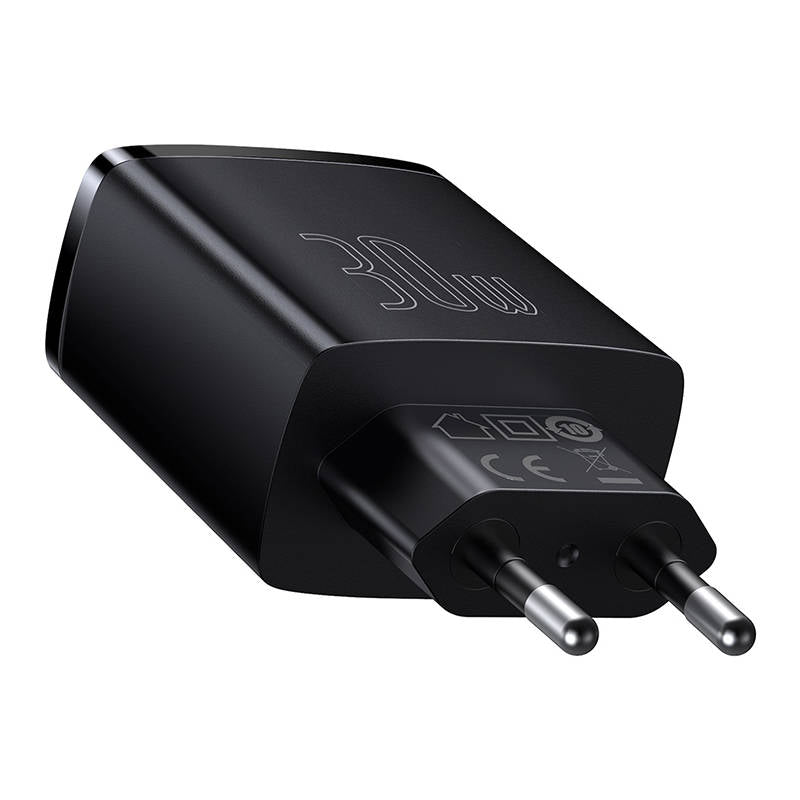 Caricatore di rete compatto Baseus, 30W, 3A, 1 x USB-C - 2 x USB-A, nero CCXJ-E01