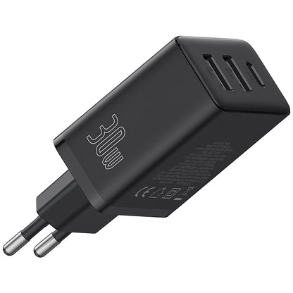 Caricabatterie di rete Baseus Cube, 30W, 3A, 1 x USB-C - 2 x USB-A, nero P10111402113113-00 