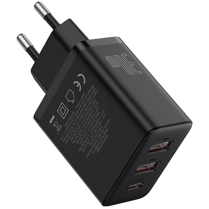 Caricabatterie di rete Baseus Cube, 30W, 3A, 1 x USB-C - 2 x USB-A, nero P10111402113113-00 