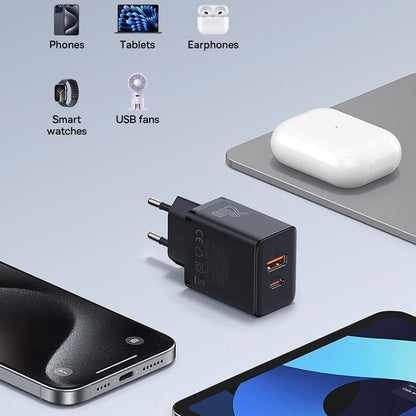 Caricatore di rete Baseus Cube, 20W, 3A, 1 x USB-A - 1 x USB-C, bianco P1011140321313-00 