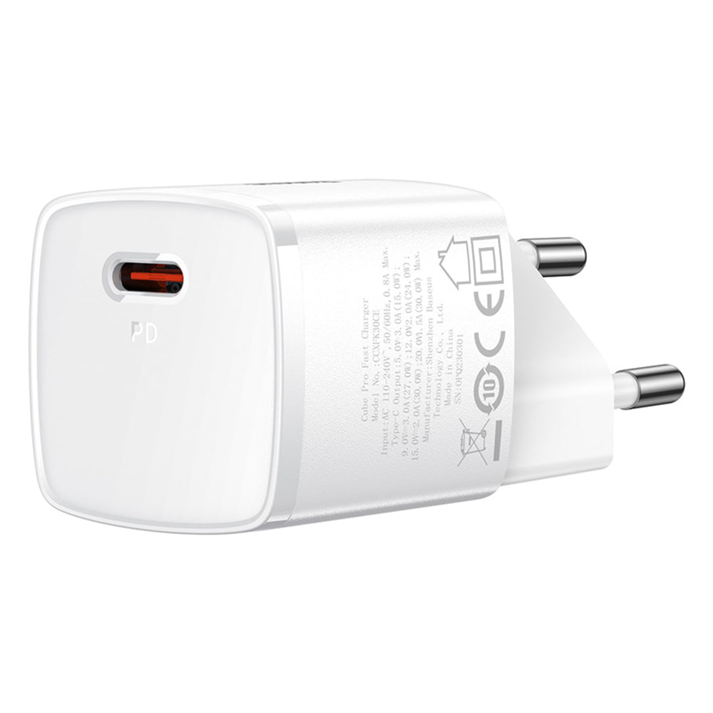Caricabatterie Rete Baseus Cube Pro, 30W, 3A, 1 x USB-C, Bianco CCXF000302