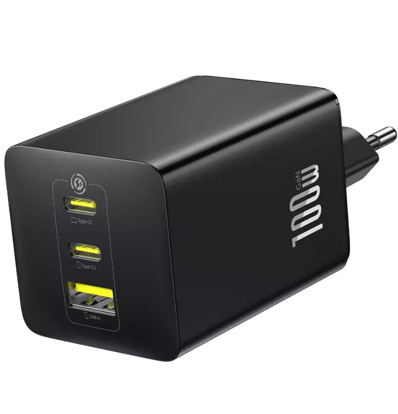 Caricabatterie Rete Baseus EnerFill FE11, 100W, 5A, 1 x USB-A - 2 x USB-C, Grigio P10182102123