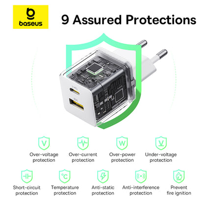Baseus Palm Network Charger, 30W, 3A, 1 x USB-A - 1 x USB-C, White P1011160A213-00
