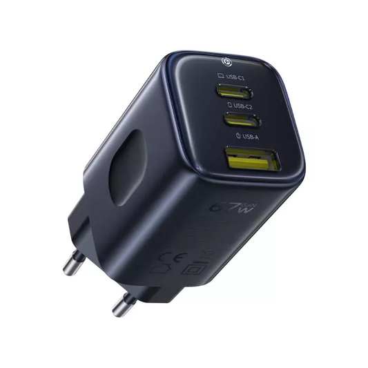 Caricabatterie Rete Baseus PicoGo AE11, 67W, 1 x USB-A - 2 x USB-C, Nero E0121200