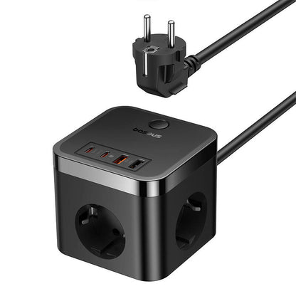 Caricabatterie di rete Baseus PowerCombo Cube, 30W, 3A, 2 x USB-A - 2 x USB-C - 3 x Schuko, nero E00066400117-00 