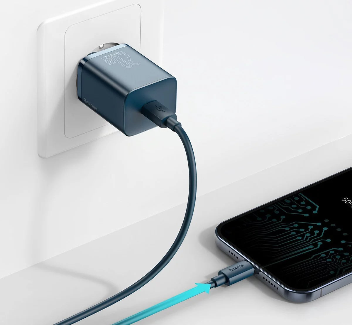 Caricabatterie di rete Baseus Super Si, 20W, 3A, 1 x USB-C, blu CCSUP-B03 