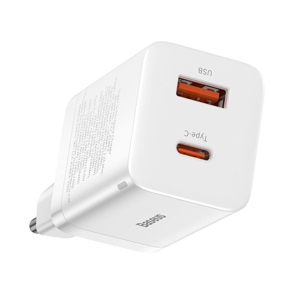 Caricabatterie di rete Baseus Super Si Pro, 30W, 3A, 1 x USB-A - 1 x USB-C, bianco CCSUPP-E02