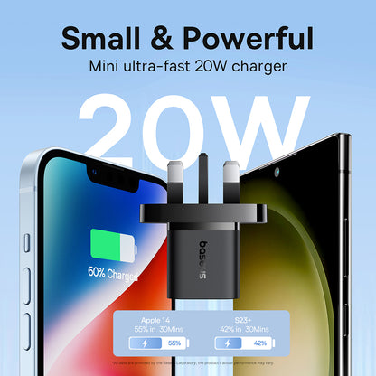 Caricabatterie Retea Baseus UK, 20W, 3A, 1 x USB-C, Nero P10110907113-00
