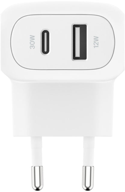 Caricatore da rete Belkin BoostCharge Dual, 42W, 3A, 1 x USB-A - 1 x USB-C, Bianco WCB009vfWH