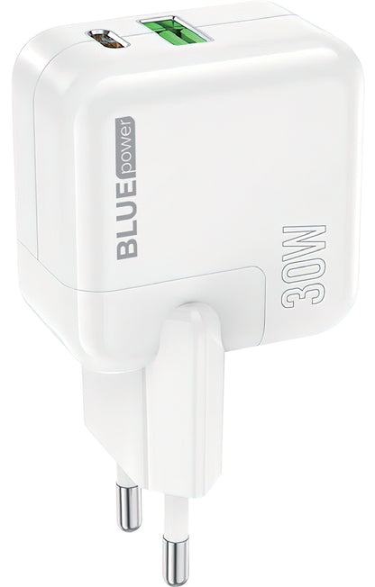 Caricabatterie di rete BLUE Power BC111A, 30W, 3A, 1 x USB-A - 1 x USB-C, bianco 