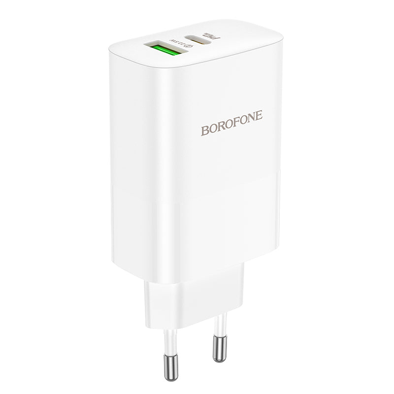 Caricabatterie di rete Borofone BN10, 65W, 5A, 1 x USB-A - 1 x USB-C, bianco 