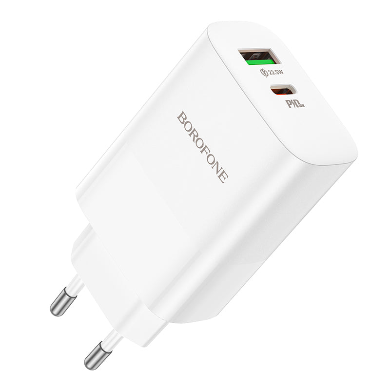 Caricabatterie di rete Borofone BN10, 65W, 5A, 1 x USB-A - 1 x USB-C, bianco 