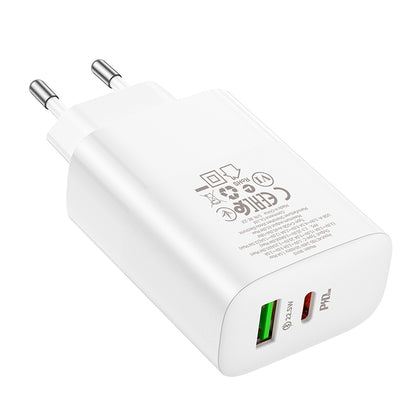 Caricabatterie di rete Borofone BN10, 65W, 5A, 1 x USB-A - 1 x USB-C, bianco 