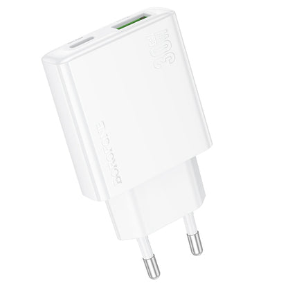 Caricatore di rete Borofone BN25 Wish, 30W, 3A, 1 x USB-A - 1 x USB-C, bianco 