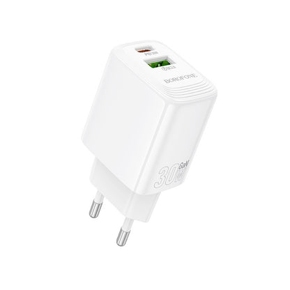 Caricabatterie Retea Borofone BN29 Fuente, 30W, 3A, 1 x USB-A - 1 x USB-C, Bianco