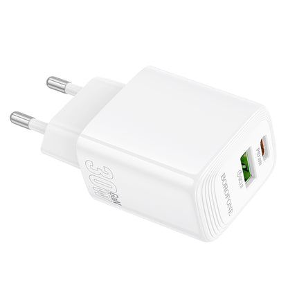 Caricabatterie Retea Borofone BN29 Fuente, 30W, 3A, 1 x USB-A - 1 x USB-C, Bianco