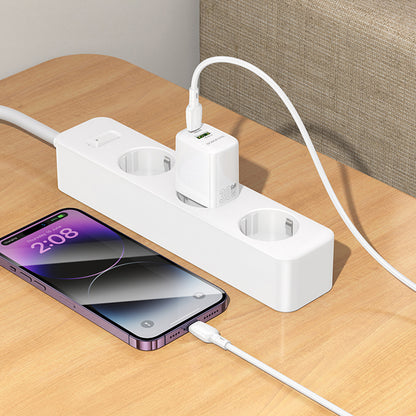 Caricabatterie Retea Borofone BN29 Fuente, 30W, 3A, 1 x USB-A - 1 x USB-C, Bianco