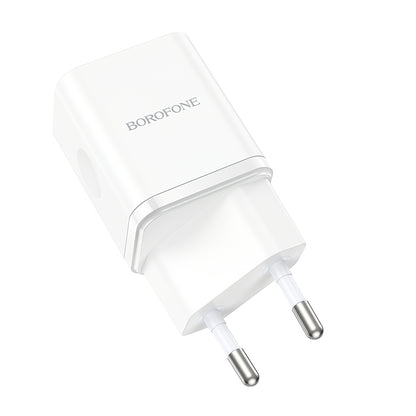 Caricatore di rete Borofone BN7, 20W, 3A, 1 x USB-A - 1 x USB-C, bianco 