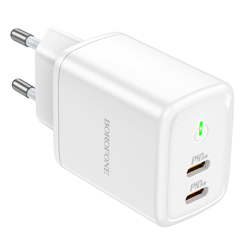 Caricabatterie di rete Borofone BN9, 35W, 3A, 2 x USB-C, bianco 