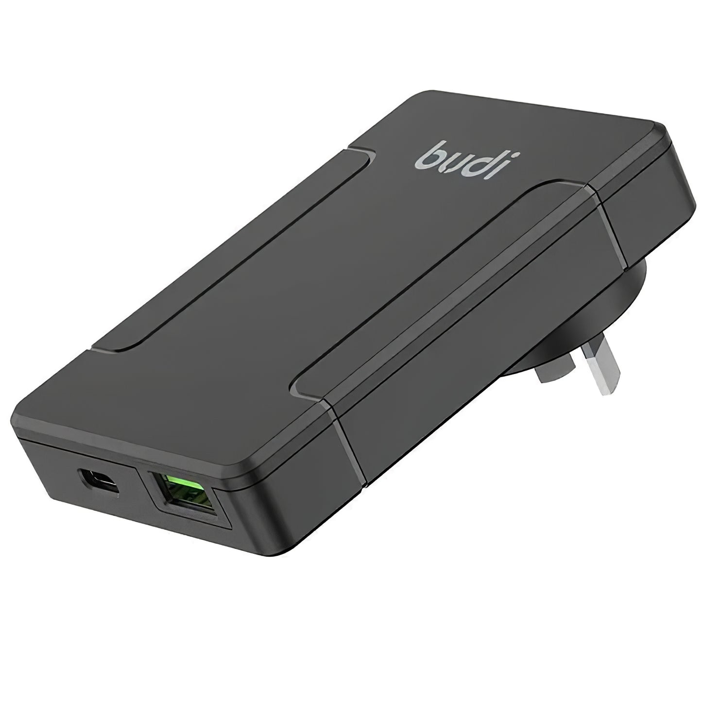 Caricabatterie di rete Budi, 65W, 3A, 1 x USB-A - 1 x USB-C, nero, ricondizionato 