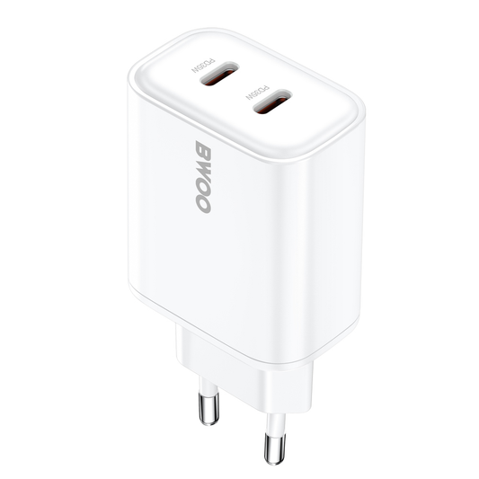 Caricatore da rete BWOO CDA206, 35W, 3A, 2 x USB-C, Bianco