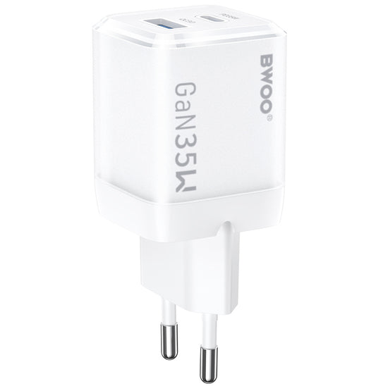 Caricabatterie Retea BWOO CDA222, 35W, 3A, 1 x USB-A - 1 x USB-C, Bianco