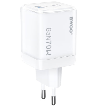 Caricabatterie Retea BWOO CDA224, 70W, 3.25A, 1 x USB-A - 1 x USB-C, Bianco