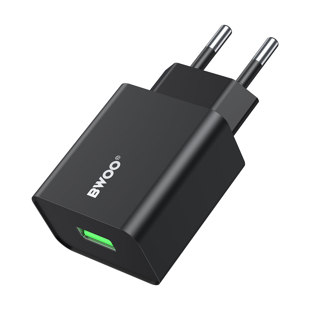 BWOO CDA249 Network Charger, 12W, 2.4A, 1 x USB-A, Black