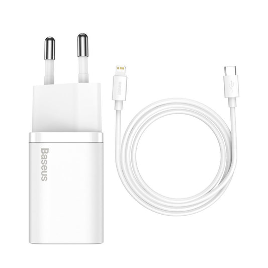 Caricatore di rete Baseus Super Si con cavo Lightning, 20W, 3A, 1 x USB-C, bianco TZCCCSUP-B02 