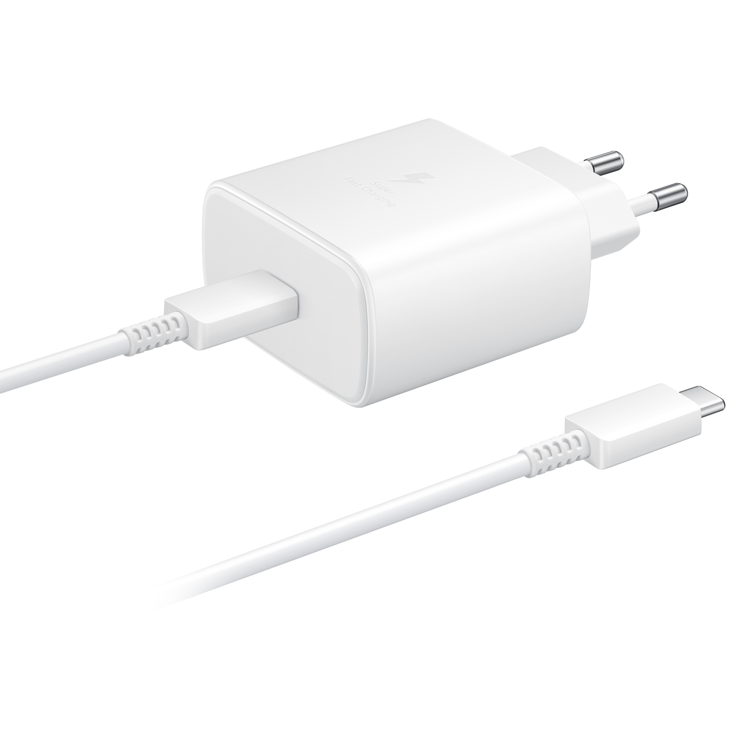 Samsung EP-TA845 + DW76767JWE Caricabatterie di rete con cavo USB-C, 45W, 4,05A, 1 x USB-C, bianco GP-PTU020SOFWQ